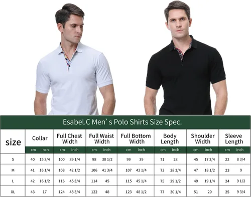 Vista 6 de Esabel.C Mens Polo Shirts Performance Short Sleeve Rugular Fit Fashion Designed Shirts for Men