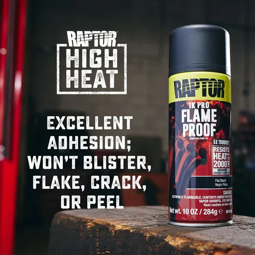 Vista 3 de RAPTOR Pintura para carrocería de automóviles a prueba de llamas, grado profesional, spray protector extra resistente para altas temperaturas, negro