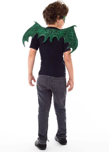 Vista 2 de little adventures - máscara y peluca de dragón, reversible, para niños y niñas, Unitalla, Verde