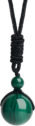 Vista 13 de iSTONE Collar unisex con dije de cuentas redondas auténticas, cadena de cuerda negra de 24 pulgadas para hombres y mujeres