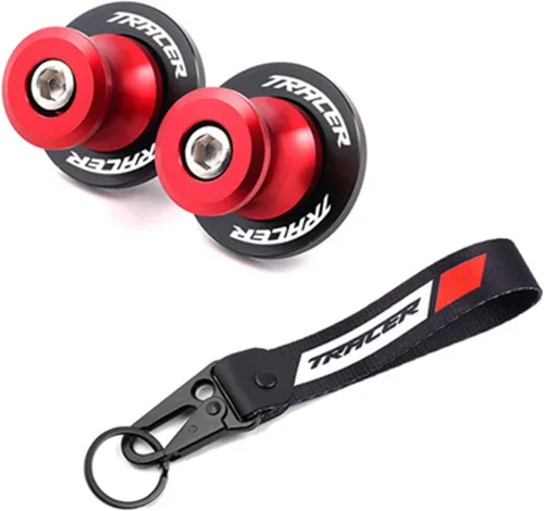 Vista 6 de Carretes de basculante CNC de 0.236 in con tornillos deslizantes y llavero de insignia de bordado para Yamaha Tracer900 700 GT Tracer 9/ 7 GT MT09