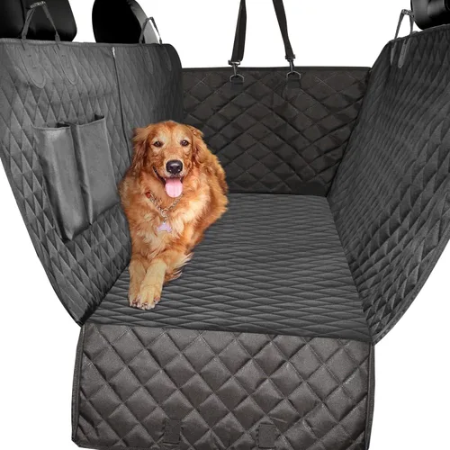 Vista 7 de Vailge - Fundas para asiento de coche para perros 100% impermeables convertibles, funda para asiento de perro impermeable con ventana de malla, Negro