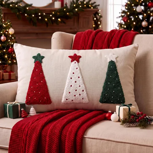 Vista 8 de Boao Merry & Bright - Fundas de almohada lumbar de 12 x 24 pulgadas Rojo Blanco