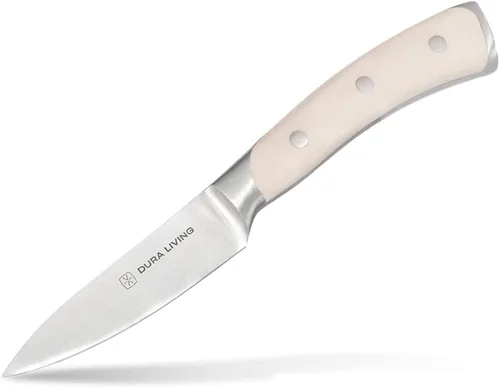 Vista 10 de DURA LIVING Cuchillo de pelar, cuchillo de cocina profesional de 3.5 pulgadas, cuchillo alemán de acero inoxidable de alto carbono ultra afilado