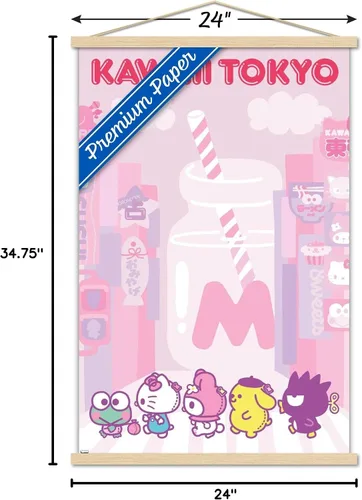 Vista 7 de Trends International Hello Kitty and Friends - Póster de pared Kawaii de Tokio, 22.37 x 34.00 pulgadas, paquete de impresión premium y colgador
