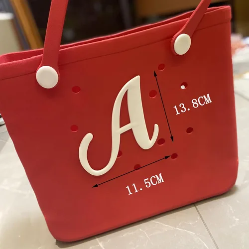 Vista 4 de 2 piezas de accesorios de letras compatibles con agujero de playa, dijes decorativos del alfabeto