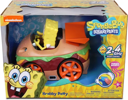 Vista 2 de NKOK Krabby Patty con control remoto con vehículo de Bob Esponja, vehículo RC de función completa, luces de trabajo, tiene control de radio y Turbo