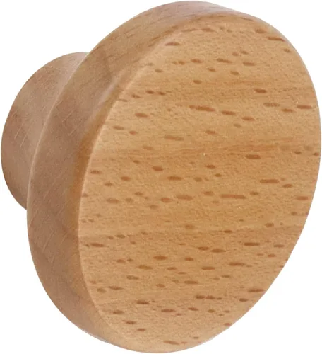 Vista 5 de 6 piezas de tiradores redondos de madera con orificio único para cajones, pomos de gabinete de 1.56" con un orificio, accesorios de hardware