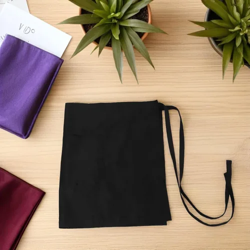 Vista 6 de minkissy 2pcs Black Waterproof Kitchen Half Aprons for Servers with 3 Pockets, Extra Long Waist Ties, Unisex Restaurant Cooking and Catering Work