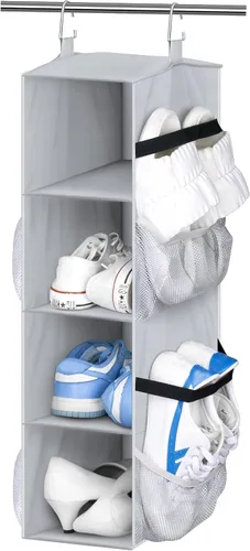 Vista 6 de SLEEPING LAMB Organizador de zapatos para armario con 8 bolsillos grandes y profundos y organizador de zapatos corto para colgar en el armario