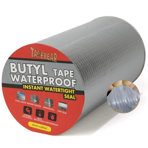 Vista 7 de TAPEBEAR Cinta de Butilo Impermeable Cinta de Sellado 2 pulgadas x 16 pies, Cinta de Papel de Aluminio Mejorada Resistente para Reparación de RV