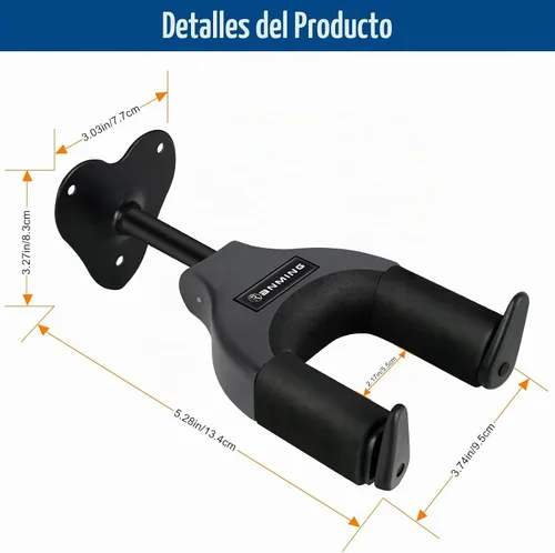 Vista 6 de Ranming Soporte de pared para guitarra, soporte de pared con bloqueo automático, base de metal para guitarra, ukelele, bajo, banjo y mandolina