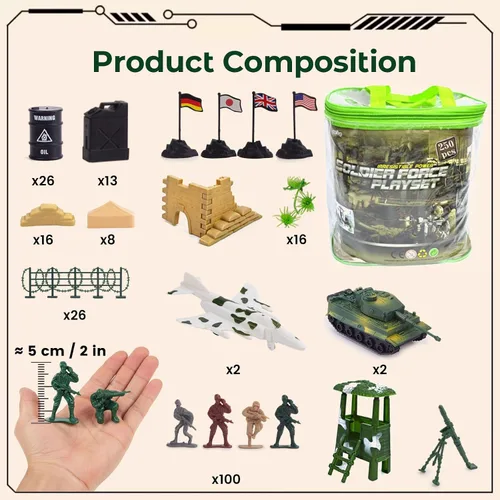 Vista 7 de 3 otters 250PCS Army Men Playset, Military Soldier Toy