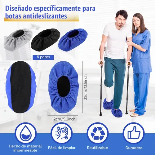 Vista 2 de Mepase 12 Piezas de Funda para Botas de Caminar con Fractura, Funda para Pies Reutilizable Impermeable Antideslizante para Botas de Caminar