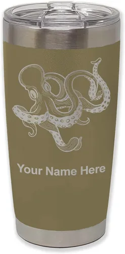 Vista 35 de LaserGram Vaso aislado al vacío de 20 onzas, Kraken, grabado personalizado incluido (negro)