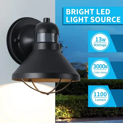 Vista 5 de LONEDRUID Paquete de 3 luces LED para porche con sensor de movimiento del anochecer al amanecer