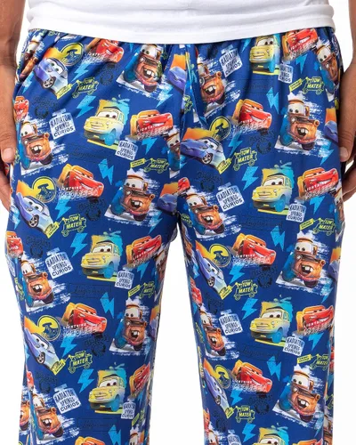 Vista 3 de Disney - Pantalones de pijama para dormir con diseño de Cars para hombre, personajes de película, relámpago, McQueen Mater, Sally Carrera, Luigi