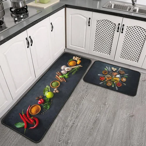 Vista 13 de The Kitchen is The Heart of The Home - Juego de 2 tapetes de cocina con parte trasera de goma antideslizante, juegos de cocina de vacaciones