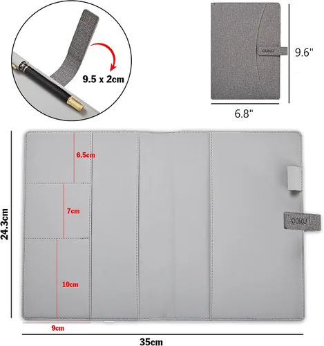 Vista 3 de Cubierta de cuaderno de viaje A5 OOKU compatible con Rocketbook Fusion tamaño ejecutivo, cuaderno inteligente reutilizable, planificador Panda