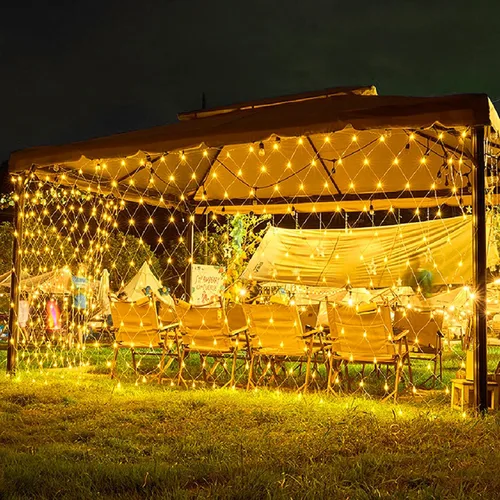 Vista 12 de 198 luces de red LED de 9.8 pies x 6.6 pies enchufables, 8 modos de iluminación de malla conectables, luces de red de Navidad impermeables al aire