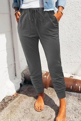 Vista 2 de EVALESS Pantalones deportivos con cordón y cintura elástica para mujer con bolsillos