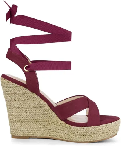 Vista 6 de Allegra K Sandalias de cuña con cordones para mujer