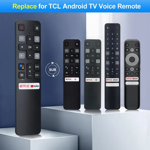 Vista 2 de Reemplazo de voz para control remoto TCL-Android-TV, nuevo control remoto RC802V actualizado para televisores inteligentes TCL con función de voz