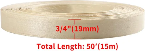 Vista 3 de MOLIGOU Rollo de chapa de madera de abedul, 3/4 "× 50' tiras de bandas de borde de madera contrachapada, ribete flexible de la chapa con la parte