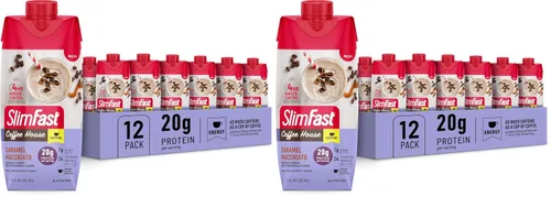 Vista 11 de SlimFast Batido de Proteína con Cafeína, Caramel Macchiato - 20g de Proteína, Batidos de Reemplazo de Comida, Alto en Proteína con Bajo