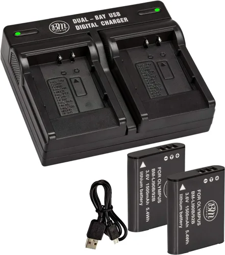 Vista 2 de BM Premium 2 LI-90B, LI-92B Baterías y cargador de batería dual para cámaras Olympus Tough TG-7, TG-1, TG-2, TG-3, TG-4, TG-5, TG-6, TG-Tracker