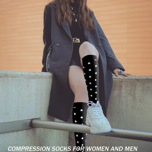 Vista 3 de 5 pares de calcetines de compresión de cobre para mujeres y hombres, circulación de 20-30 mmHg, el mejor apoyo para correr, atletismo, enfermería