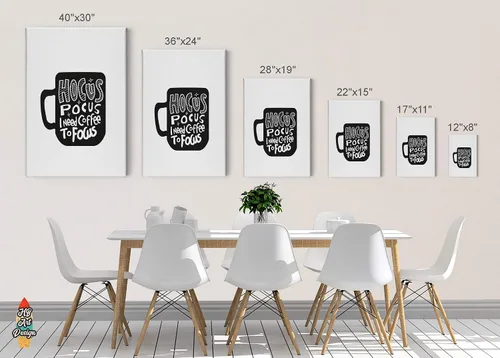 Vista 5 de HB Art Design Hocus Pocus I Need Coffee to Focus Black and White Mug Canvas Print Wall Art Coffee Bar Decor Coffee Signs Kitchen Wall Decor Dining