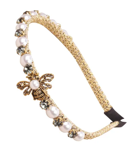 Vista 24 de YARN & INK Cintas para el cabello de mujer con perlas barrocas de terciopelo y lazo de strass, estilo retro vintage hecho a mano, elegante accesorio