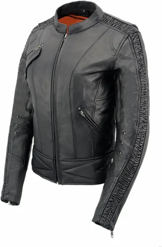Vista 8 de Milwaukee Leather MLL2570 Chaqueta de Cuero para Motocicleta Negra 'Phoenix Embroidered' para Mujer
