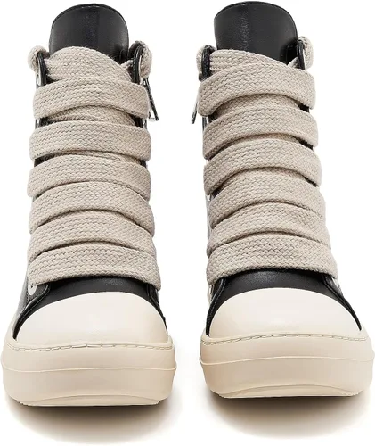 Vista 5 de AmoreParis Tenis altos para mujer, con cordones, cómodos, con cremallera, plataforma