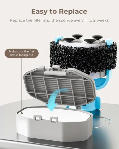 Vista 3 de Neareal Paquete de 8 filtros oficiales de repuesto para fuentes de agua para gatos y esponjas de prefiltro para fuente de agua para mascotas
