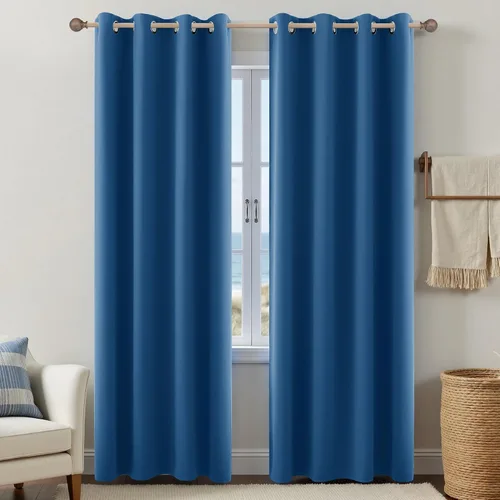 Vista 200 de KOUFALL Cortinas de Baño Aqua para Ventana, Juego de 2 Paneles Decoración Costera Cortinas Cortas Opacas para Ventana Pequeña de Cocina Puerta