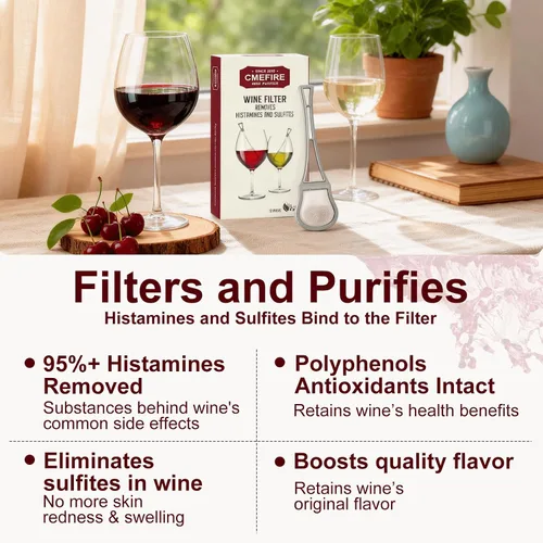 Vista 2 de Filtro de varitas de vino, elimina sulfitos e histaminas: puede reducir y aliviar las alergias y sensibilidades al vino, purificador para restaurar