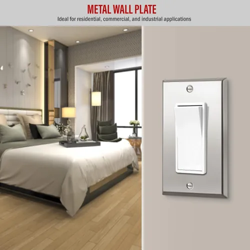 Vista 77 de ENERLITES Placa decorativa doble de metal para interruptor o receptáculo, placa de pared de acero inoxidable, resistente a la corrosión