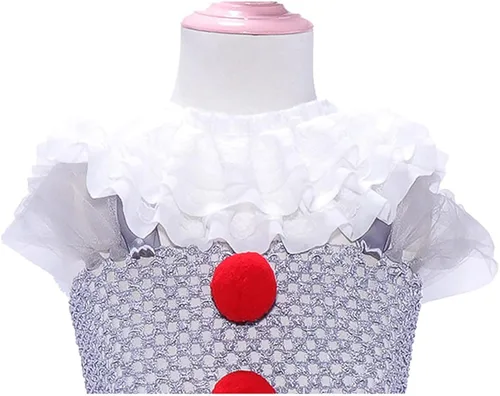 Vista 5 de Bonito vestido para niños pequeños, tutú de Halloween, payaso cosplay para niñas