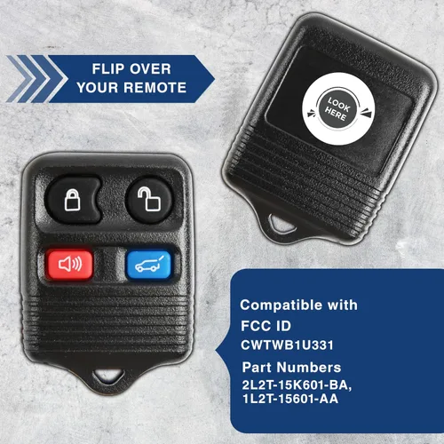 Vista 5 de KeylessOption Llavero remoto de entrada sin llave para SUV, Ford Edge Escape Expedition Explorer Flex (paquete de 2)