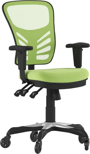 Vista 19 de Flash Furniture Nicholas Silla de oficina ergonómica giratoria ejecutiva multifunción de malla negra con brazos ajustables y ruedas de rodillo