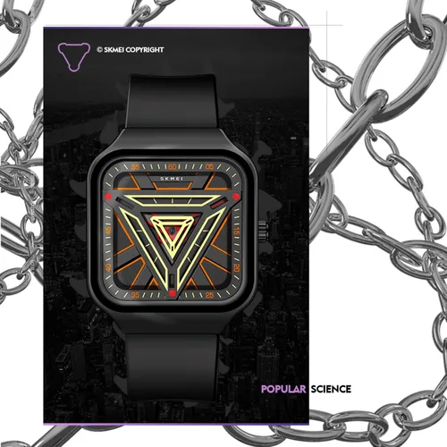 Vista 2 de SKMEI Relojes cuadrados para hombre, retroiluminación LED, pantalla grande, zona multihoraria, reloj deportivo digital para hombre analógico