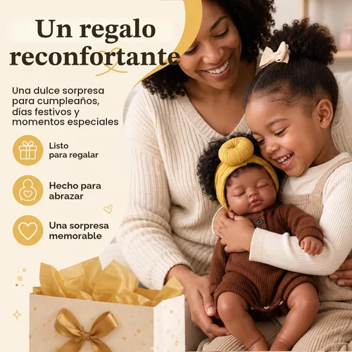 Vista 6 de BABESIDE Muñecas negras Reborn de 17 pulgadas, cuerpo suave
