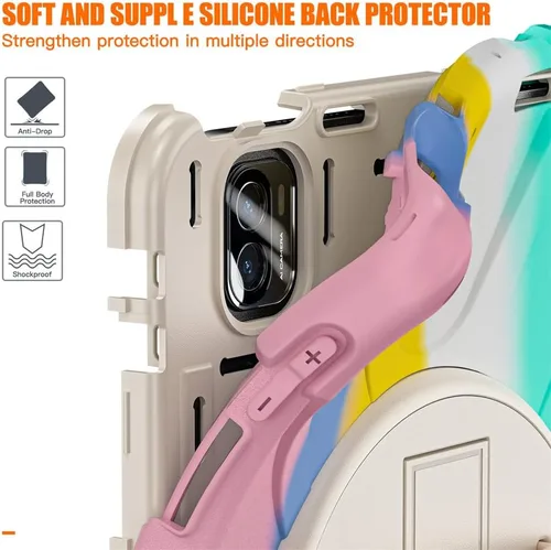 Vista 4 de Para Xiaomi Pad 5 / Xiaomi Pad 5 Pro Funda de tableta de 11.0 pulgadas 3 en 1 Marco de plástico duro + doble silicona