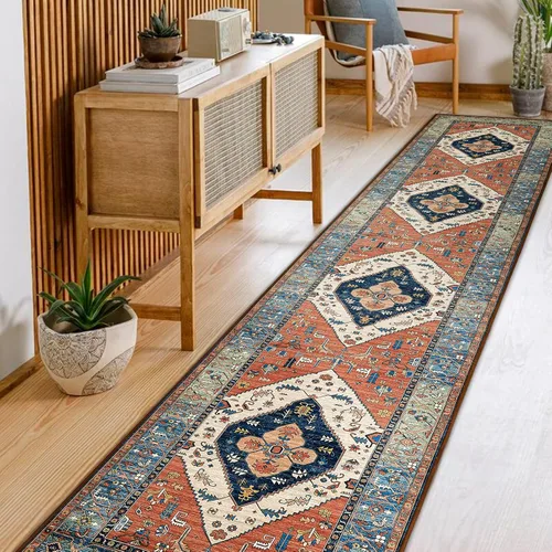 Vista 22 de Beeiva Alfombra bohemia lavable de 2 x 3 pulgadas, tapete ultra fino para puerta de entrada interior, tapete antideslizante para puerta delantera