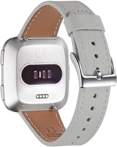 Vista 24 de WFEAGL Correa para Fitbit Versa, correa de cuero de grano superior para reloj inteligente Fitbit Versa Fitness (correa negra + hebilla negra)