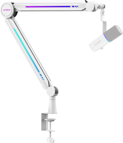 Vista 11 de Brazo de micrófono premium con soporte de escritorio, giratorio de 360°, totalmente ajustable, para podcast, video, juegos, radio, estudio