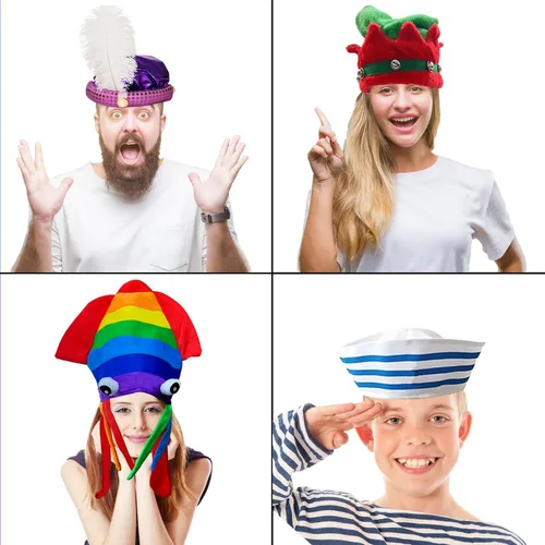 Vista 5 de 12 sombreros divertidos surtidos para fiesta loca para adultos y adolescentes, accesorios de cabina de fotos, accesorios de disfraces