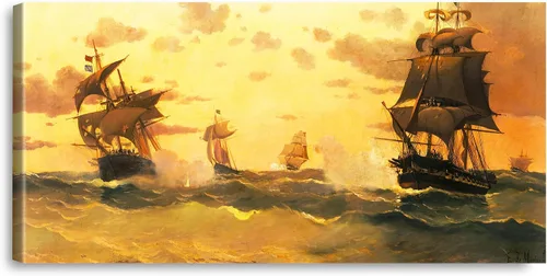 Vista 103 de A&T ARTWORK A Brisk Breeze por Willem van de velde Reproducciones de pintura de velero, impresiones en lienzo giclée para decoración del hogar, 20 x